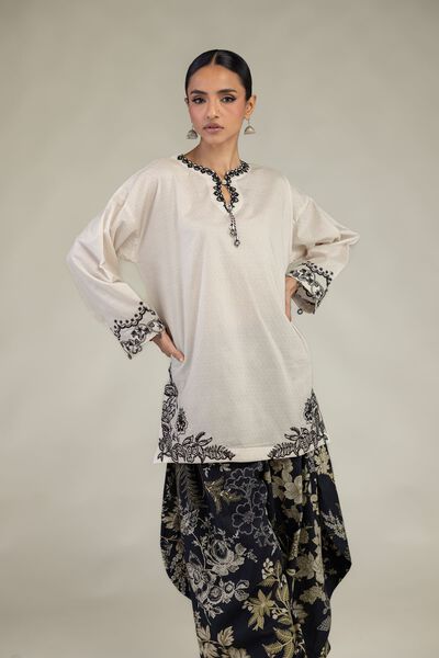 Embroidered | Cotton Dobby | Floral Short Kurta | AED 180.00