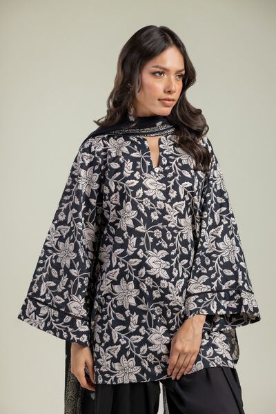 Printed | Cambric | Black Cambric Kurta | AED 100.00