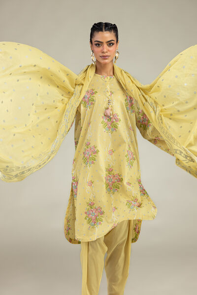 Printed | Lawn | Yellow Lawn Dupatta | AED 130.00