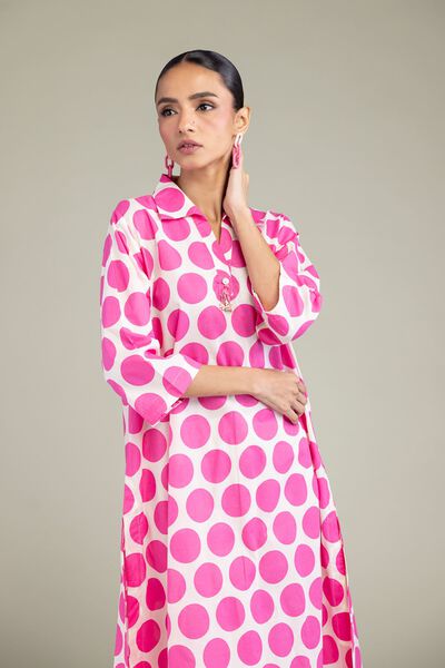 Printed | Cambric | V-Neck Cambric Kurta | AED 150.00