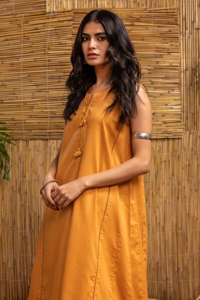 Panel Flared Kameez, MUSTARD, hi-res