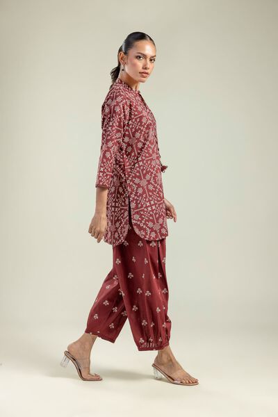 Printed | Cambric | Maroon Cambric Shalwar | AED 80.00