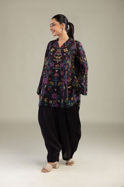 Printed | Textured Weave | Solid Black Shalwar | AED 100.00