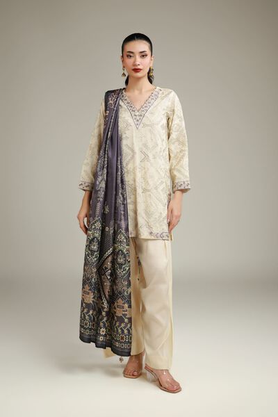 Embroidered | Raw Silk | Embroidered Silk Shalwar | AED 75.00