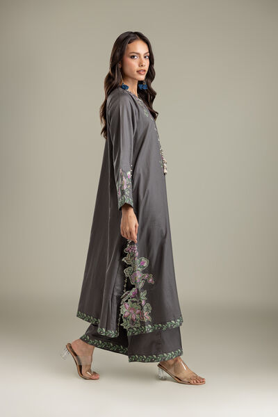 Embroidered | Textured Cotton | Pants | AED 130.00