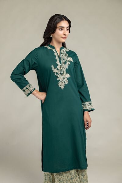 Embroidered | Cambric | Green Cambric Kurta | AED 200.00