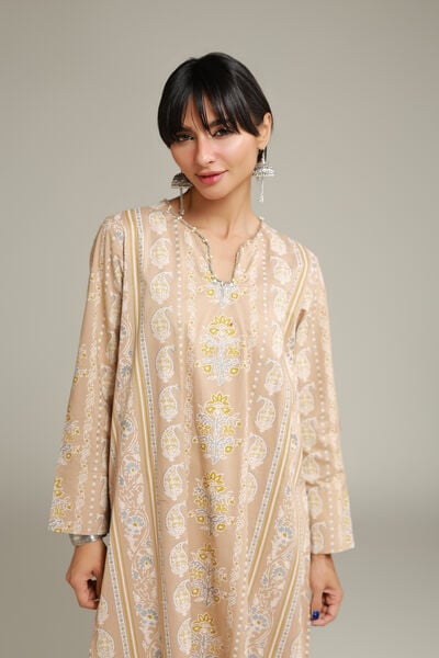 Printed | Cambric | Floral Longline Kurta | AED 130.00