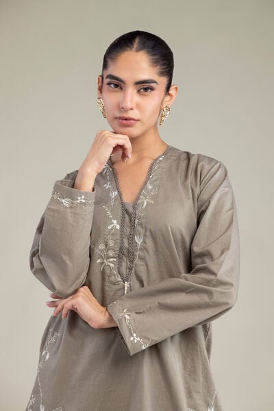 Embroidered | Cotton Dobby | Short Cotton Kurta | AED 180.00