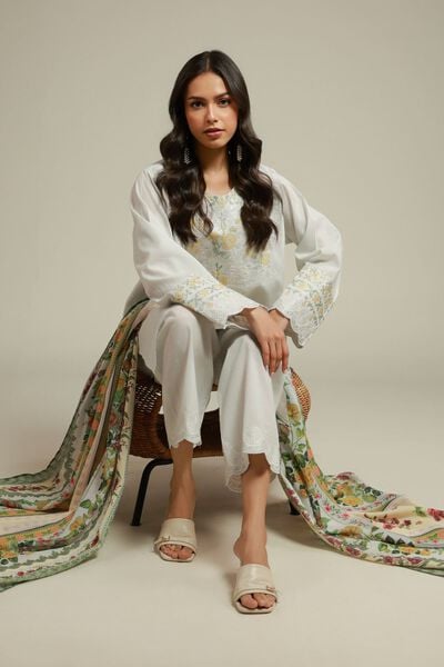 Embroidered | Dobby | Tailored 3-Piece Set | AED 300.00