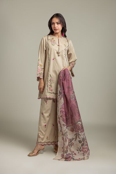 Embroidered | Textured Cotton | Pants | AED 180.00