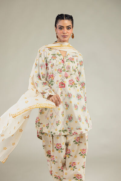 Printed | Cambric | Floral Cambric Kurta | AED 150.00