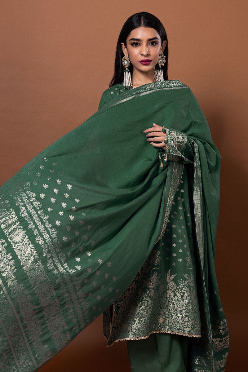 Dyed | Composed Polyester Brosha Jacquard | Fabrics 3 Piece | null