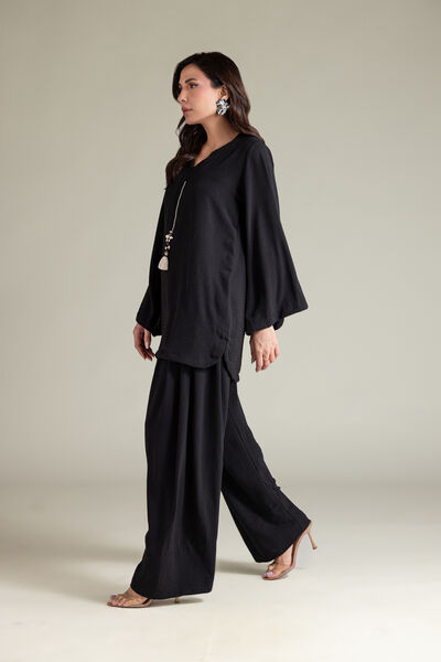 Dyed | Textured Georgette | Black Solid Shalwar | AED 150.00