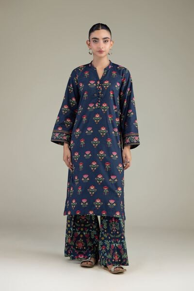 Printed | Cambric | Floral Navy Pants | AED 130.00