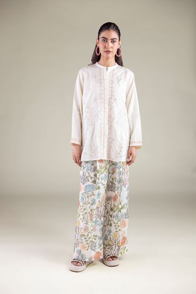 Embroidered | Textured Weave | Trousers | AED 50.00