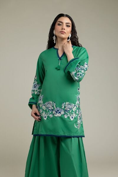 Embroidered | Cambric | Green Cambric Kurta | AED 180.00