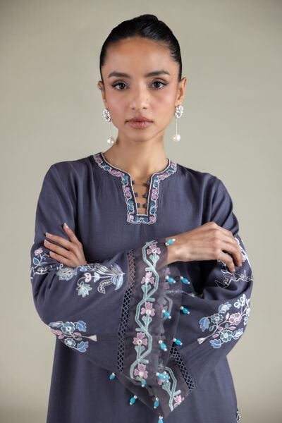 Embroidered | Raw Silk | Paisley Pearl Kurta | AED 280.00
