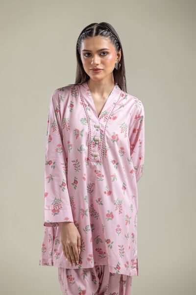 Printed | Cotton Viscose | Floral Pink Kurta | AED 150.00
