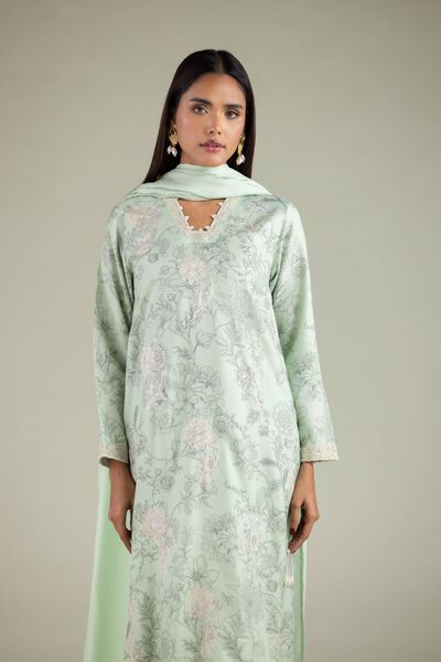 Embroidered | Raw Silk | Floral Longline Kurta | AED 150.00