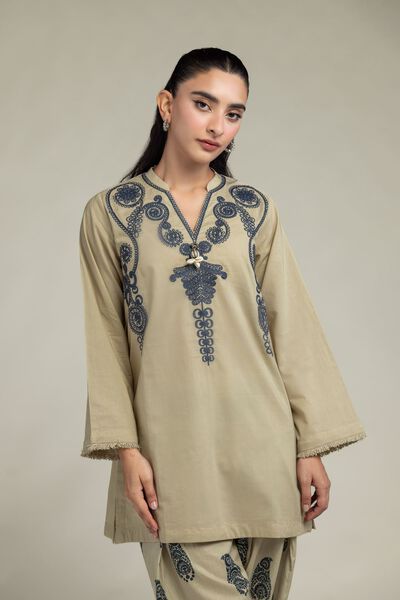 Embroidered | Cambric | Cambric V-Neck Kurta | AED 60.00