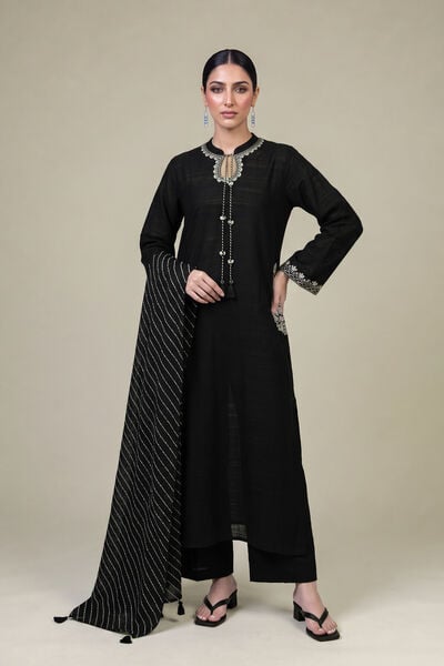 Embroidered | Light Khaddar | Black Khaddar Kurta | AED 230.00