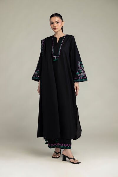 Embroidered | Cambric | Black Cambric Kurta | AED 200.00