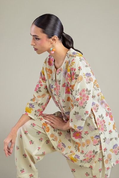Printed | Cambric | Short Cambric Kurta | AED 100.00