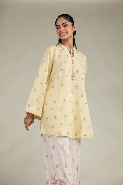 Printed | Cotton Viscose | Short Yellow Kurta | AED 180.00