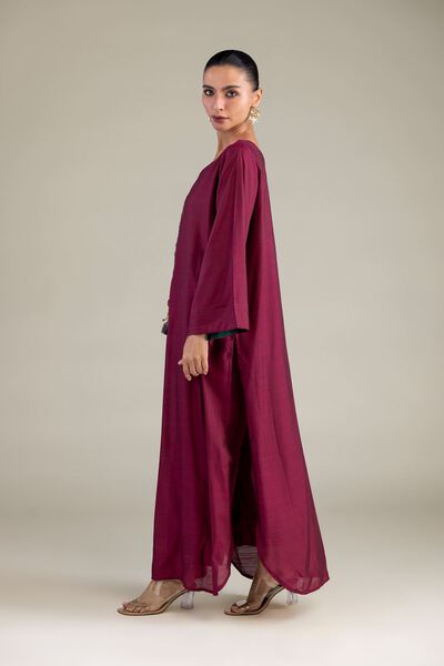 Dyed | Textured Raw Silk | Solid Maroon Pants | AED 130.00