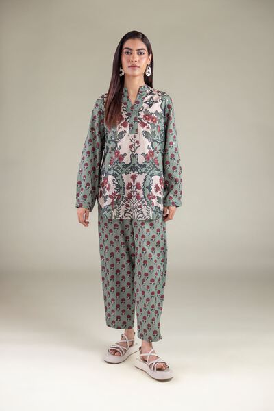 Embroidered | Textured Weave | Trousers | AED 50.00