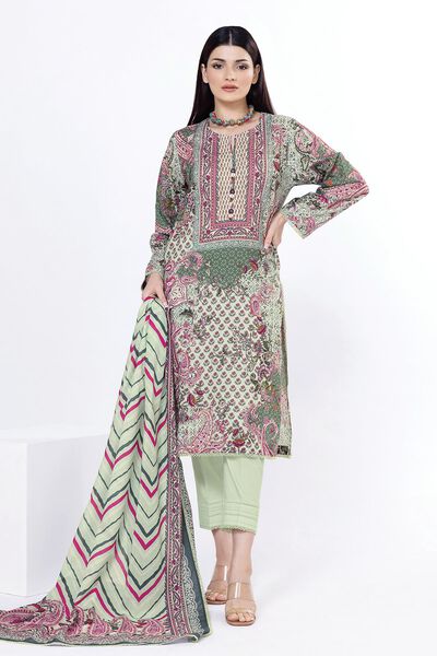 Printed | Slub Lawn | Fabrics 3 Piece | AED 80.00