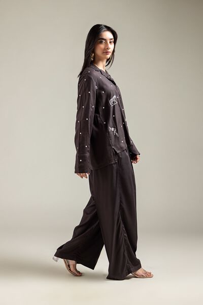 Embroidered | Viscose Crepe | Trousers | AED 50.00