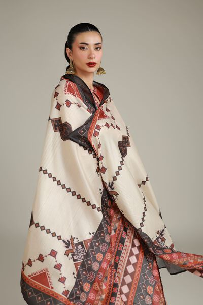 Embroidered | Polyester Silk | Printed Silk Dupatta | AED 65.00