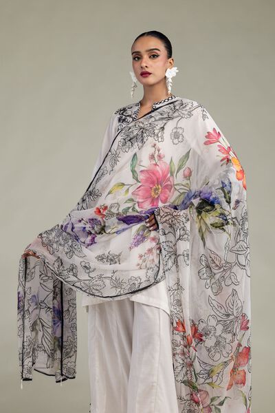 Embroidered | Chiffon | Floral Chiffon Dupatta | AED 100.00