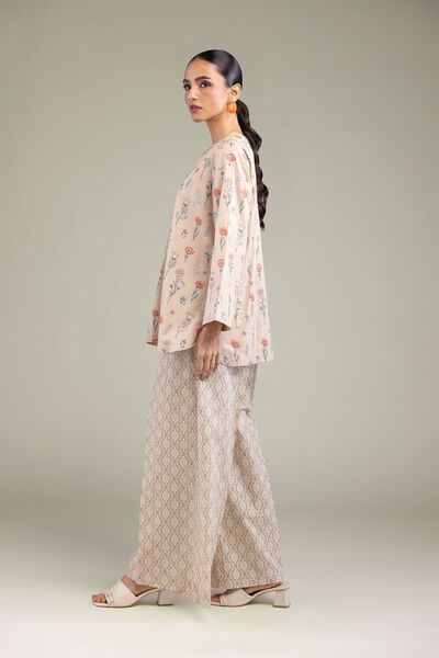 Printed | Cambric | Geometric Beige Pants | AED 80.00