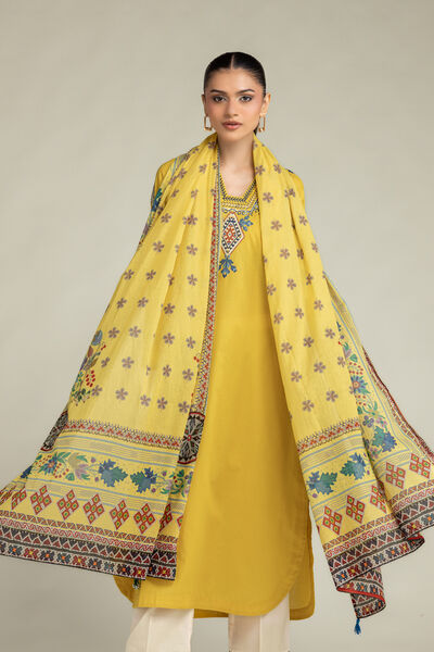 Embroidered | Lawn | Yellow Lawn Dupatta | AED 130.00