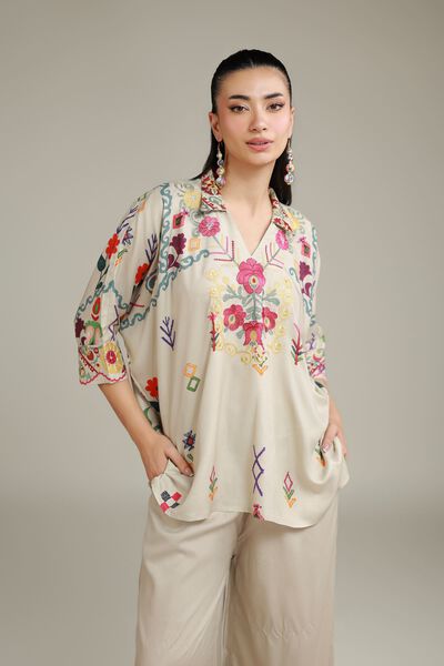 Embroidered | Viscose Crepe | Shirt | AED 75.00
