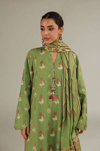 Printed | Raw Silk | 3 Piece Co-ord Set | AED 144.00