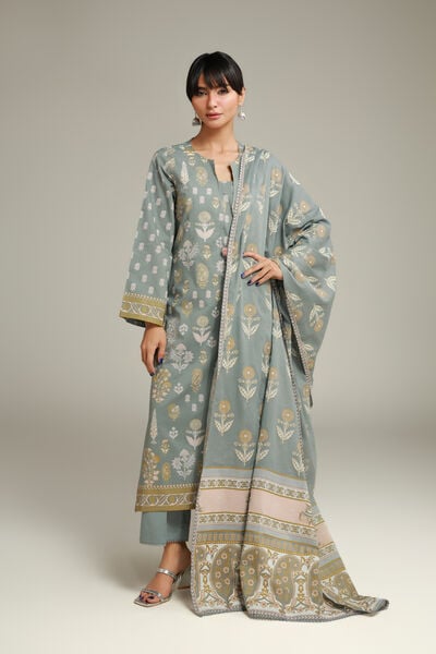 Printed | Cambric | Mint Cambric Kurta | AED 130.00