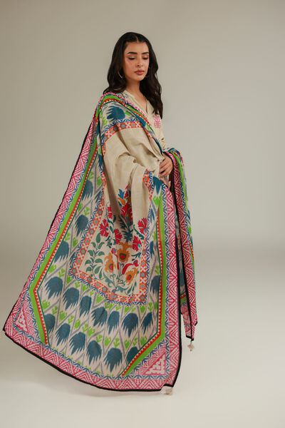 Embroidered | Cotton Net | Floral Cotton Dupatta | AED 80.00