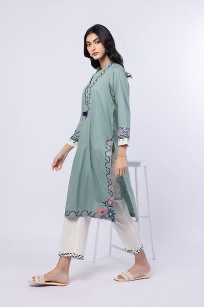Embroidered | Crosshatch Poplin | Pants | AED 80.00