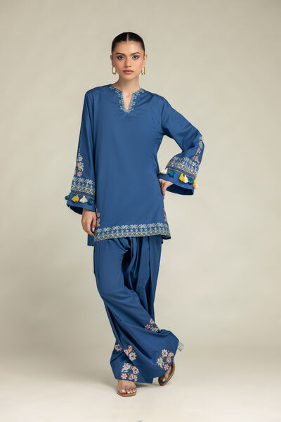 Embroidered | Cambric | Floral Blue Shalwar | AED 180.00
