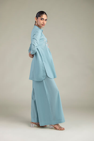 Embroidered | Cambric | Light Blue Pants | AED 130.00