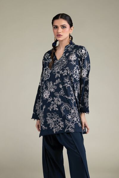 Embroidered | Cambric | Floral Threadwork Kurta | AED 150.00