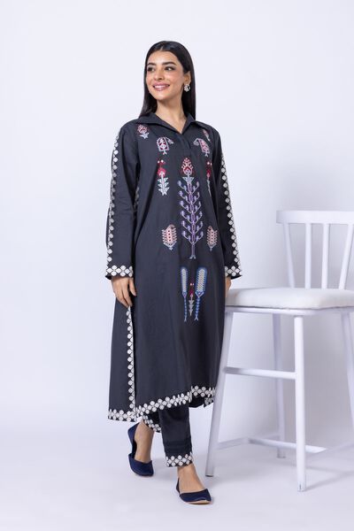 Embroidered | Crosshatch Poplin | Pants | AED 24.00
