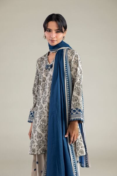 Cambric | Beige V-Neck Kurta | AED 150.00
