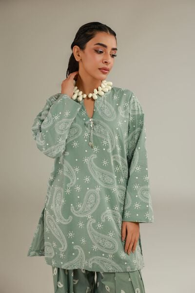 Cambric | Green Cambric Kurta | AED 130.00