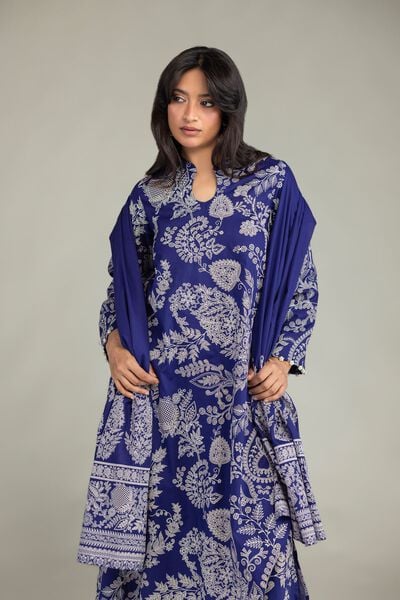 Cambric | Floral Navy Kurta | AED 200.00