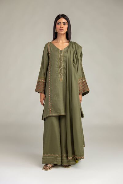Embroidered | Lawn | Olive Lawn Dupatta | AED 130.00