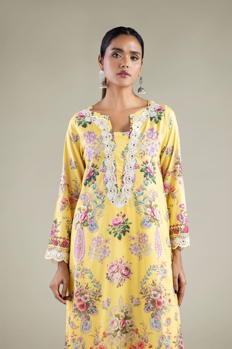 Embroidered | Viscose | Paisley Longline Kurta | AED 90.00